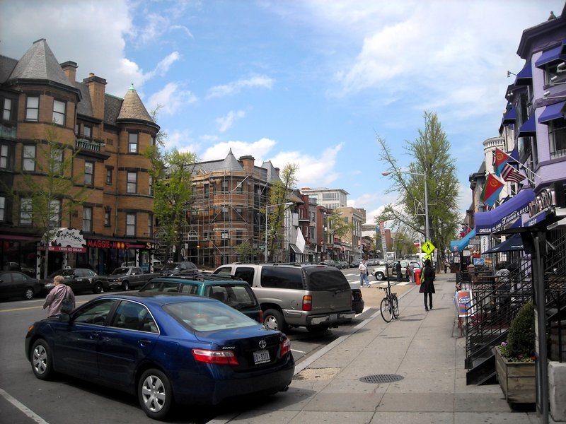 Commercial buildings on 18th Street NW in Adams Morgan, Washington, D.C.