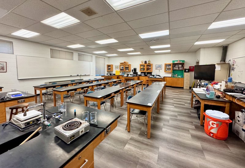 A modern public high school science classroom