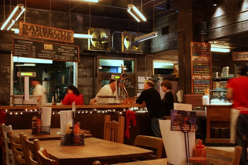 Interior of a restaurant in Washington, D.C., with dining tables and chairs