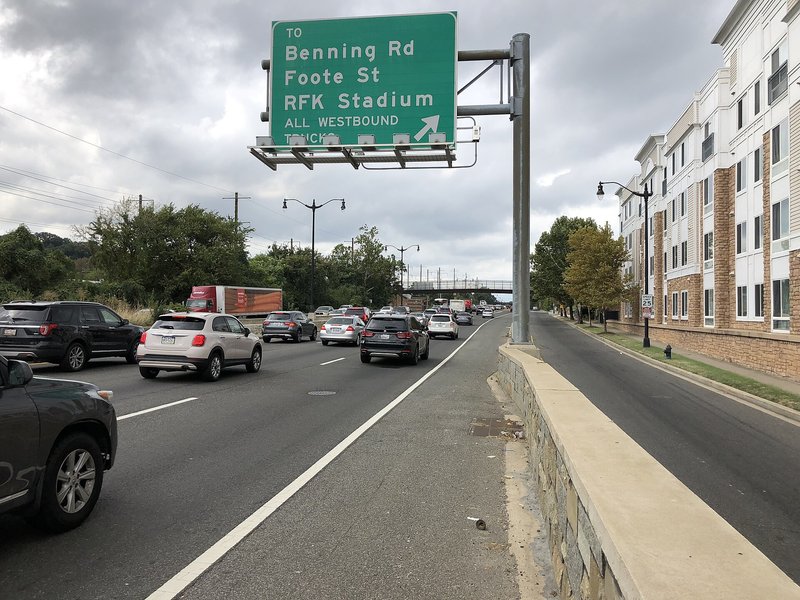 View toward the Benning Road exit from D.C. Route 295 in Washington.