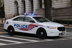 A Metropolitan Police Department Ford Police Interceptor patrol vehicle parked in Washington, D.C.