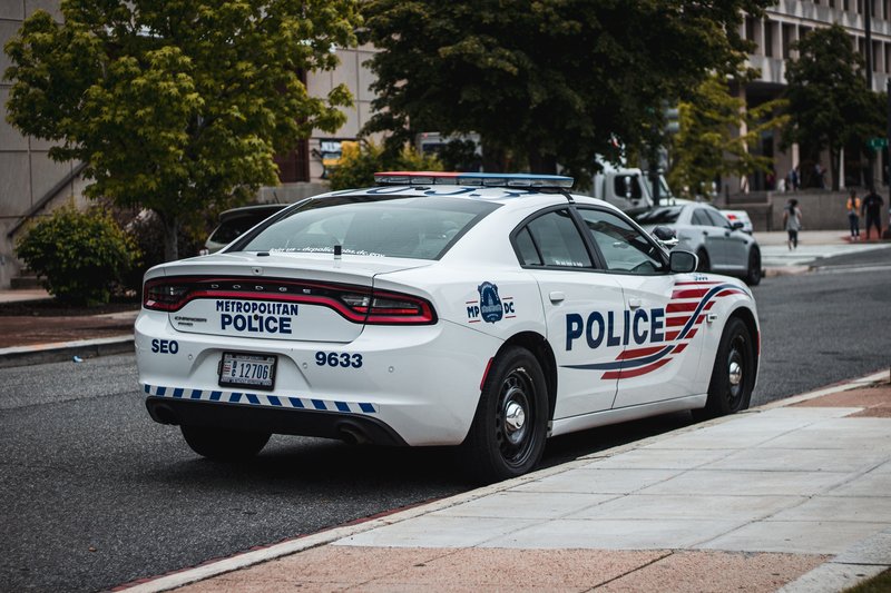 A Metropolitan Police Department Dodge Charger patrol car parked in Washington, D.C.